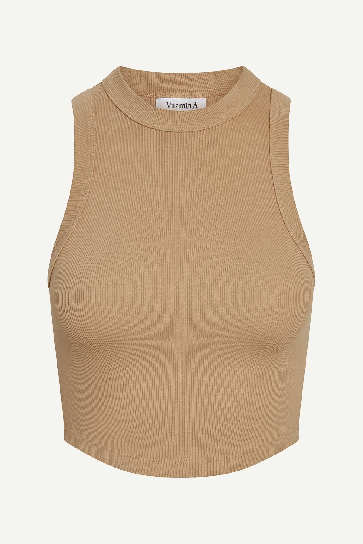 Daybreak Essential Crop Tank - Latte Cotton Rib - Image 5