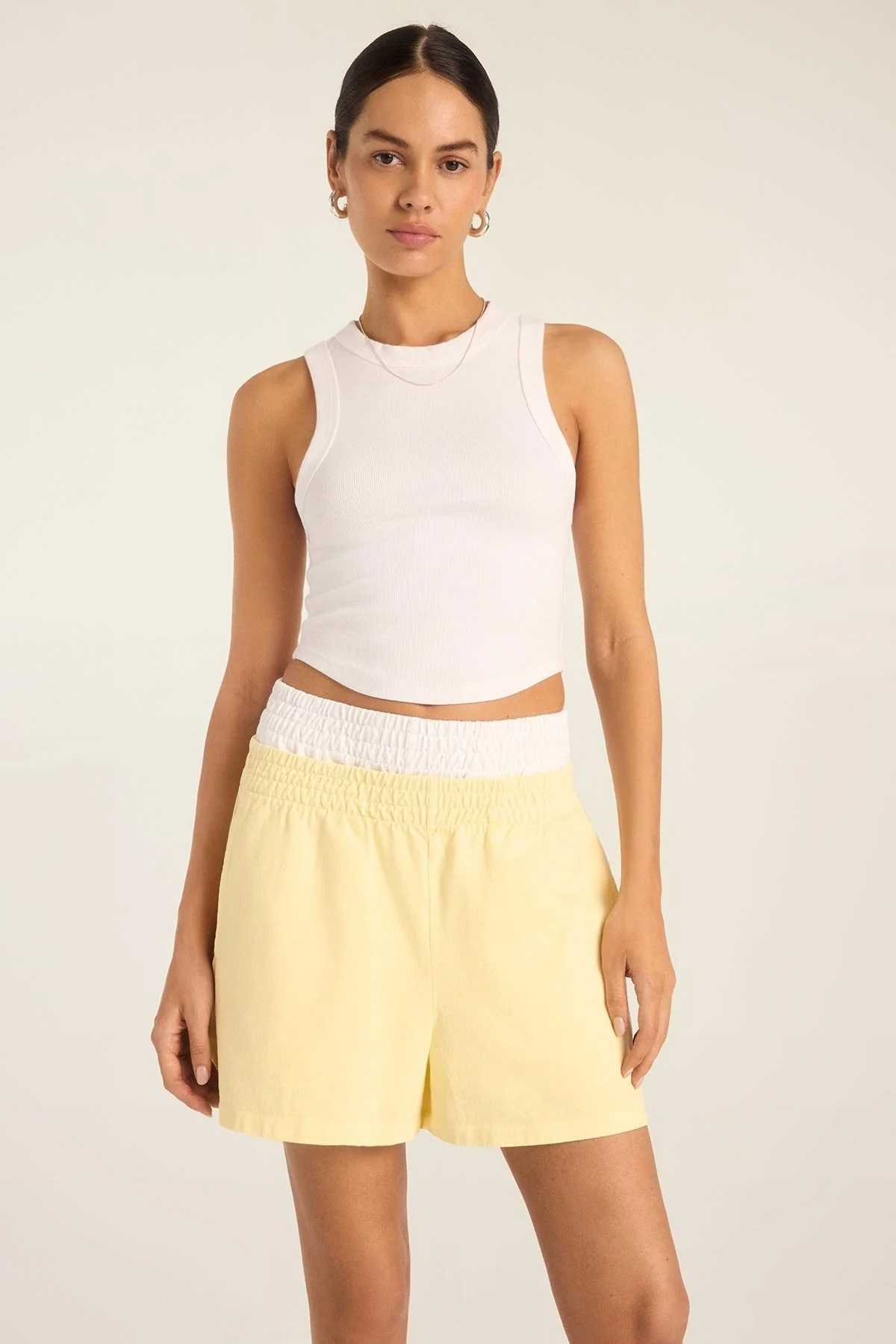 Daybreak Essential Crop Tank - White Cotton Rib - Image 5