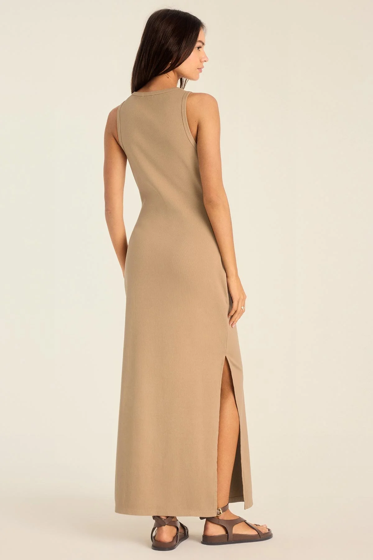 Daybreak Essential Midi Dress - Latte Cotton Rib - Image 4
