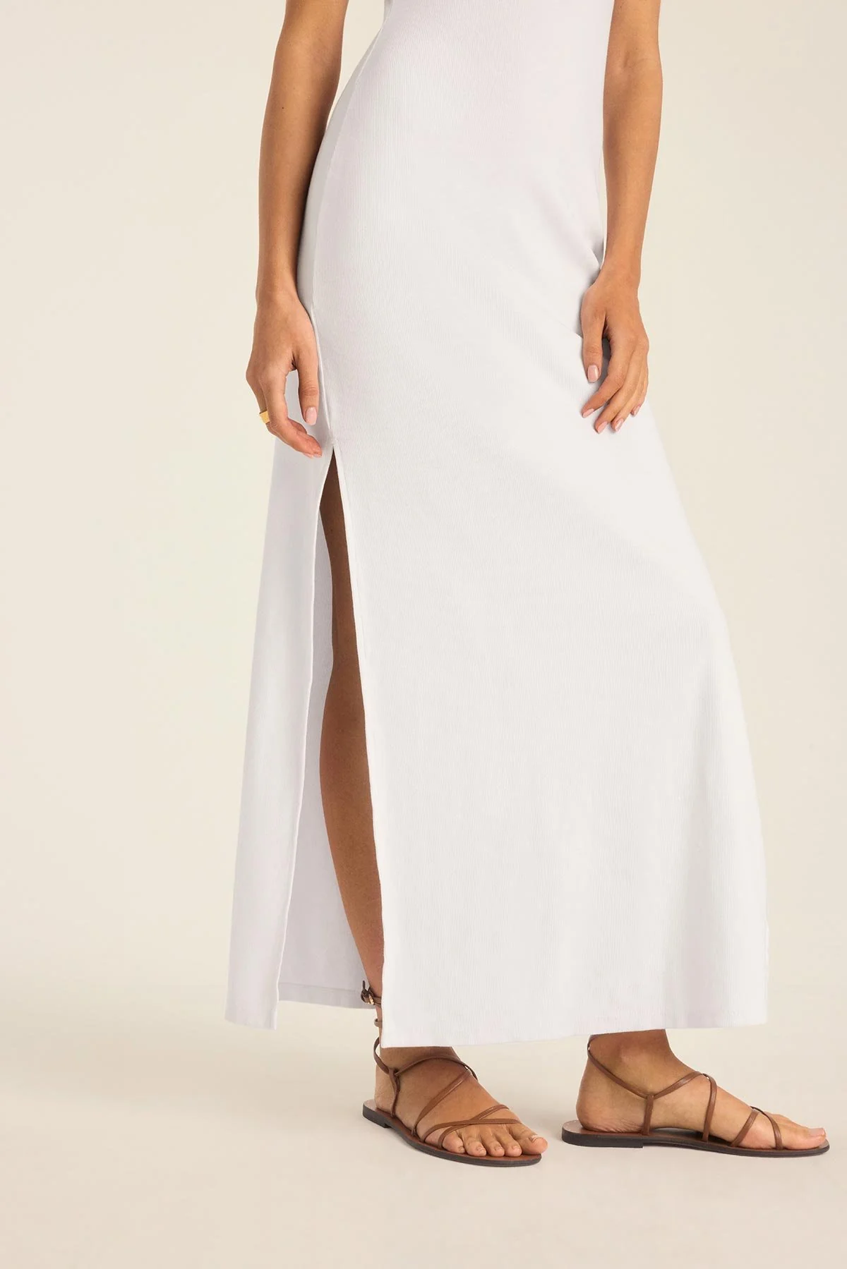 Daybreak Essential Midi Dress - White Cotton Rib - Image 5