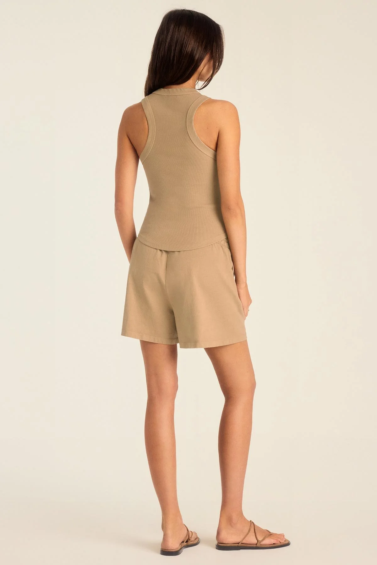Daybreak Essential Tank - Latte Cotton Rib - Image 3