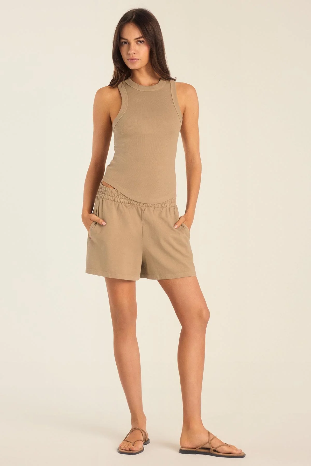 Daybreak Essential Tank - Latte Cotton Rib - Image 4