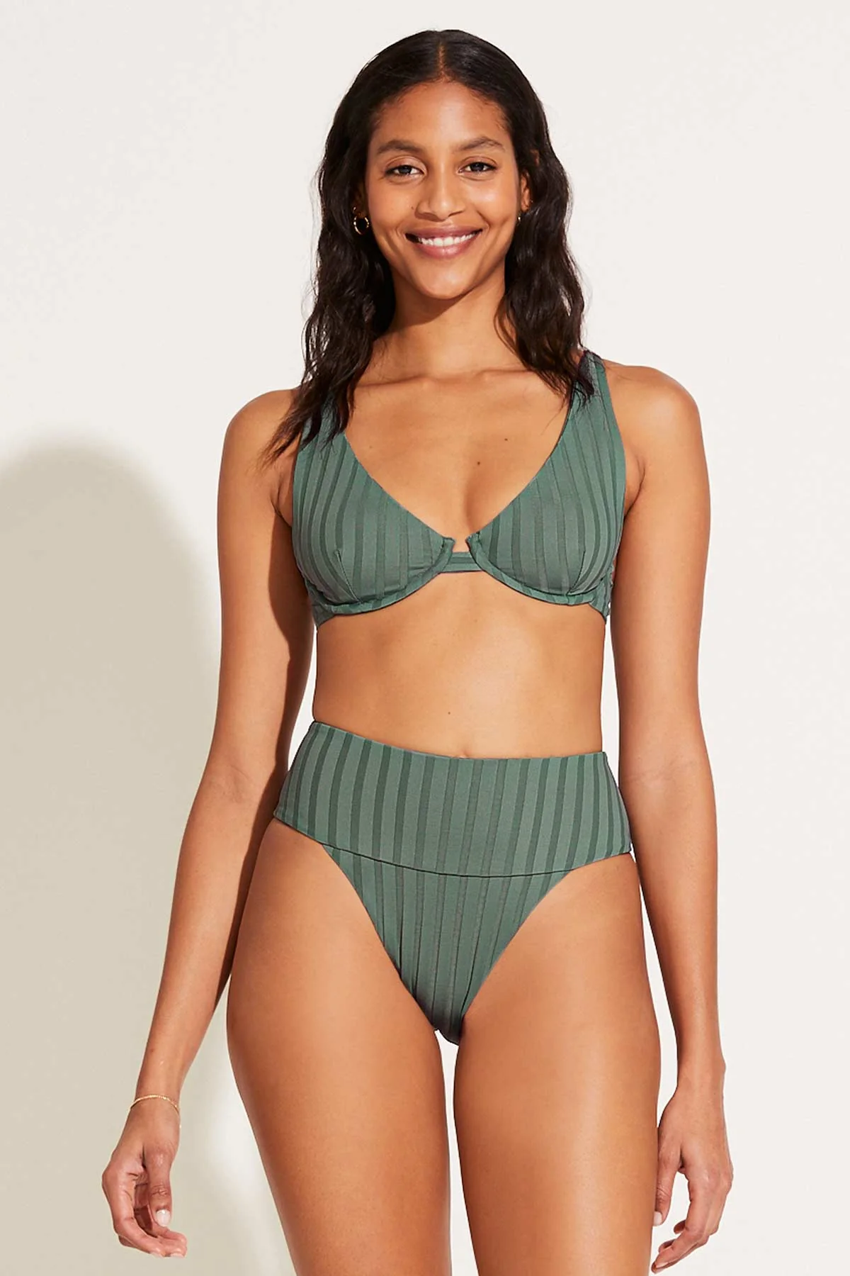 Emmi High Waist Bottom - Aloe Green SuperRib - Image 3