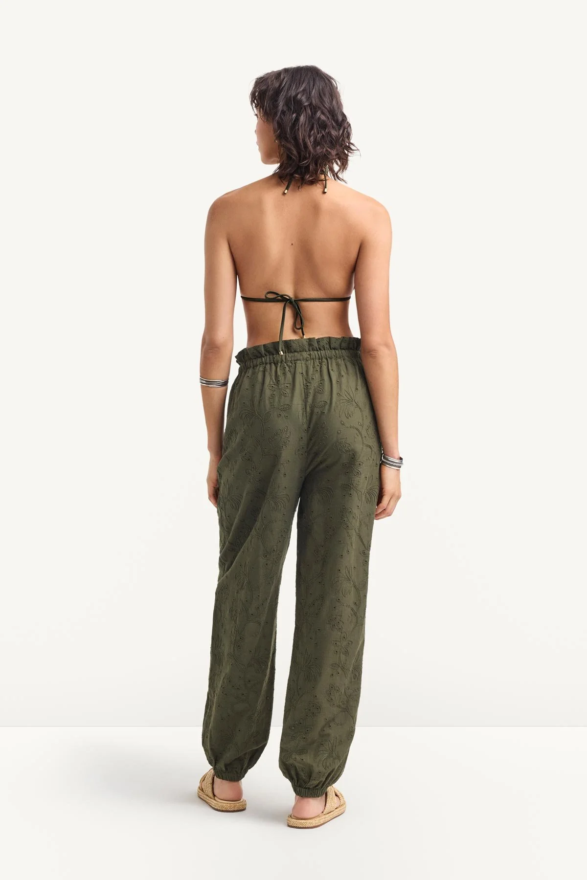 Faye Pant - Olive Tropical Eyelet - Image 6