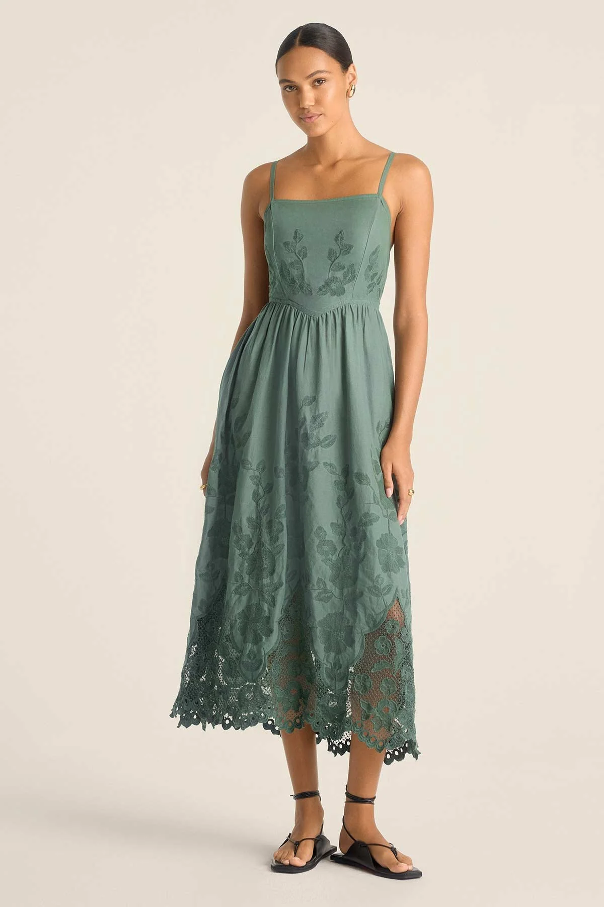 Flora Dress - Sea Green Beachside Broderie - Image 4
