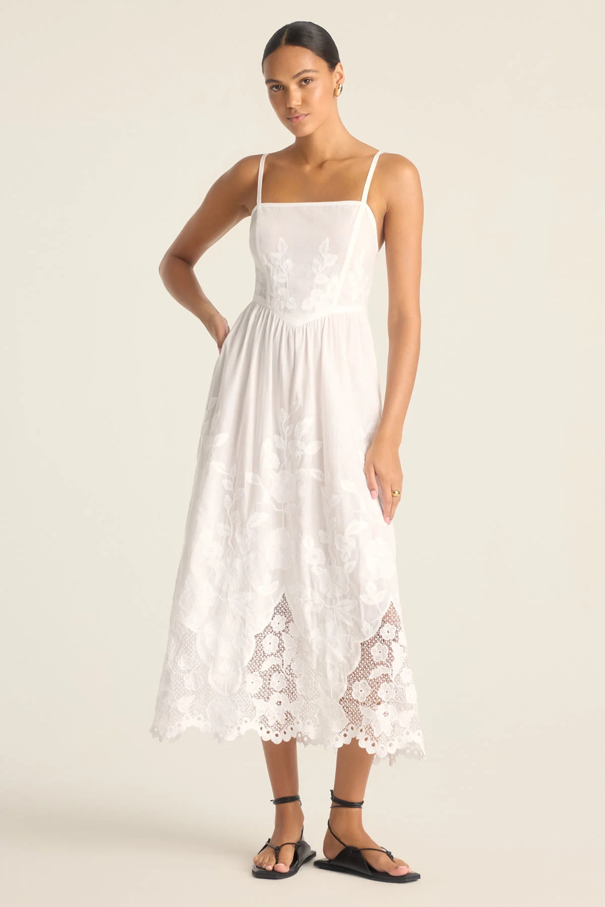 Flora Dress - White Beachside Broderie - Image 3