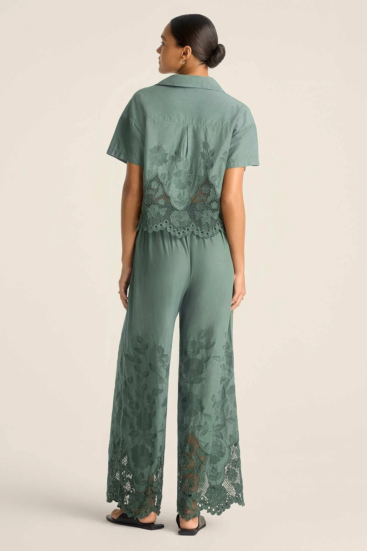 Flora Pant - Sea Green Beachside Broderie - Image 3