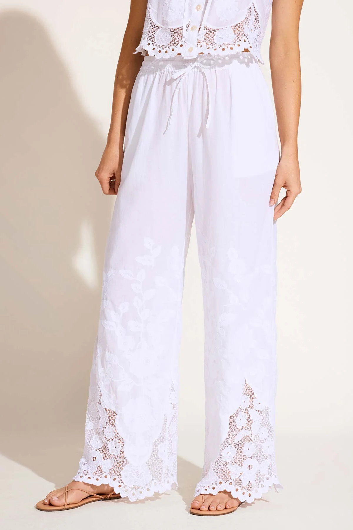 Flora Pant - White Beachside Broderie - Image 2