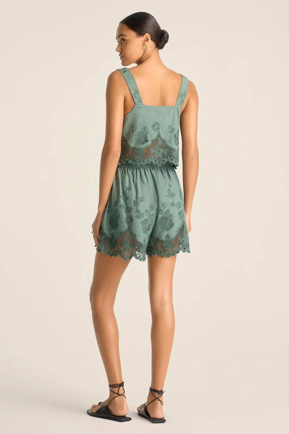 Flora Short - Sea Green Beachside Broderie - Image 4