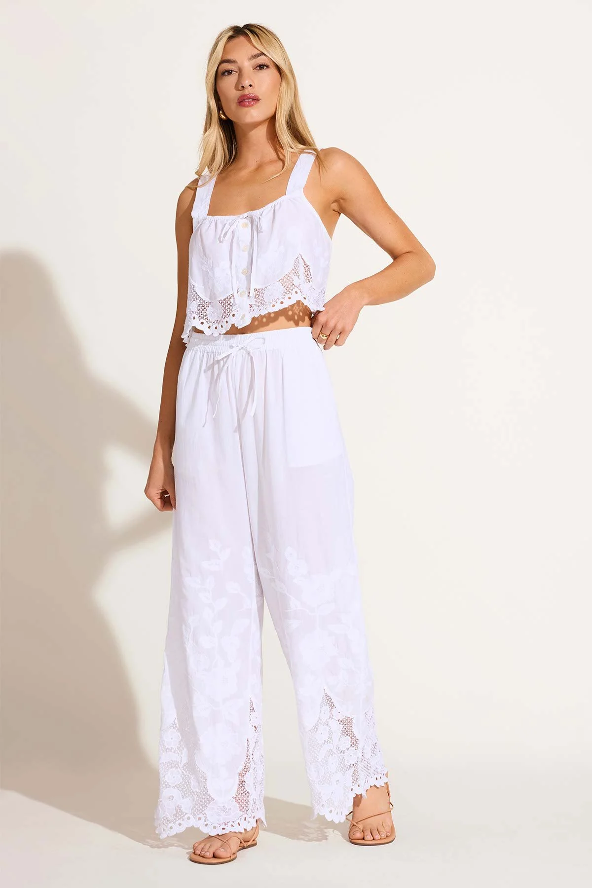 Flora Tank - White Beachside Broderie - Image 4