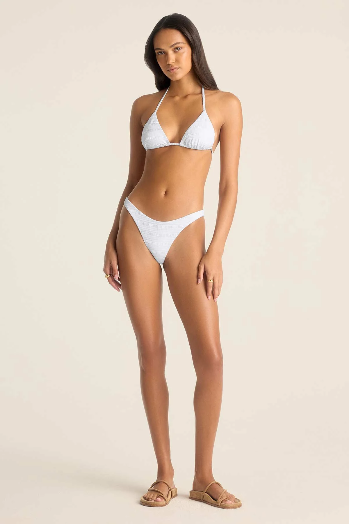 Gia Triangle Top - White Seersucker Stripe - Image 2