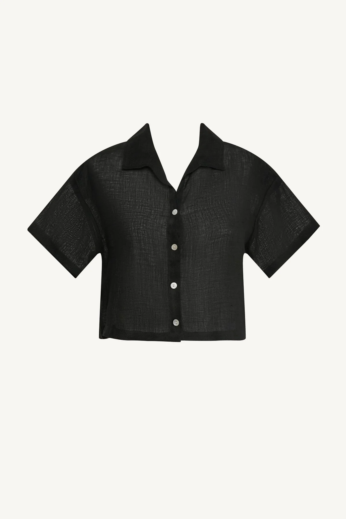 Hana Cropped Shirt - Black EcoLinen - Image 6