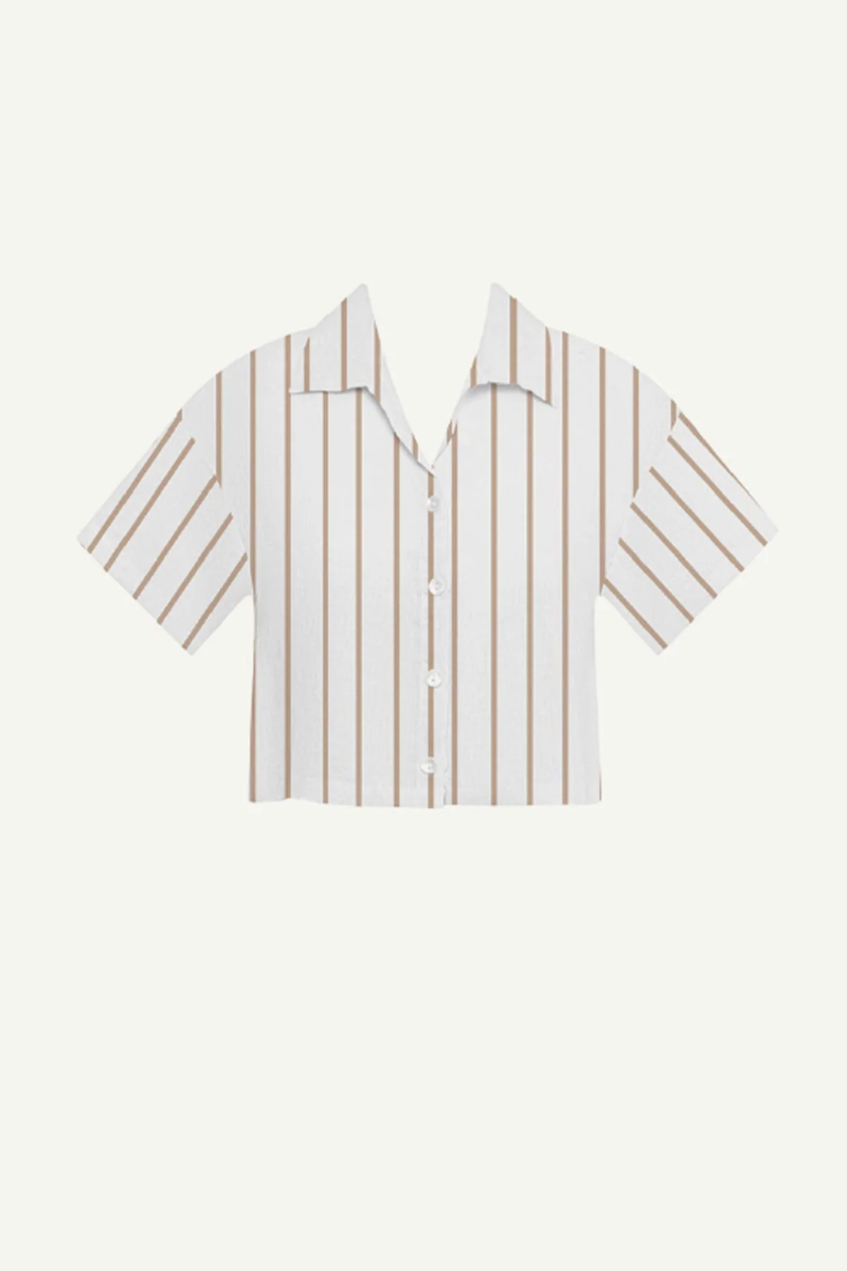 Hana Cropped Shirt - Boardwalk Stripe EcoLinen - Image 4