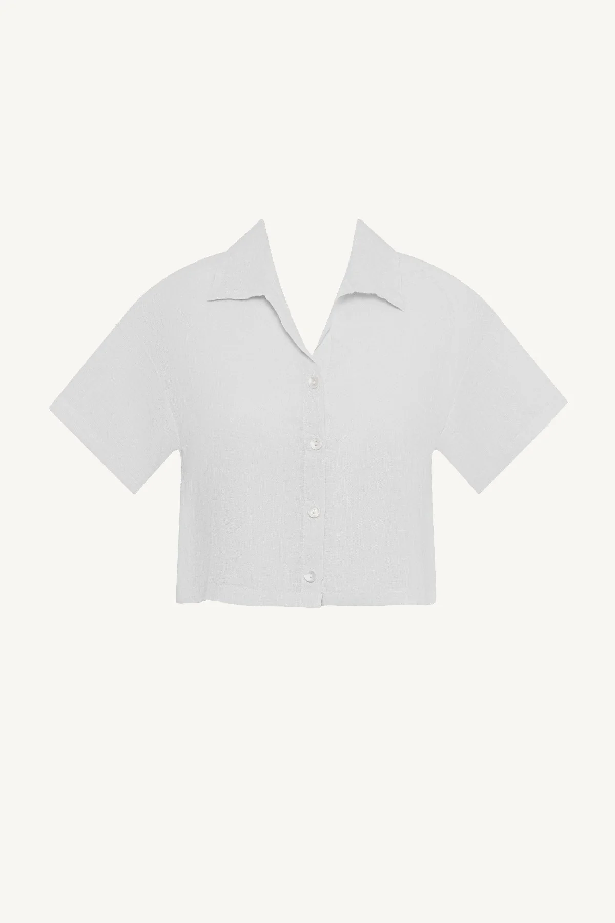 Hana Cropped Shirt - White EcoLinen - Image 5