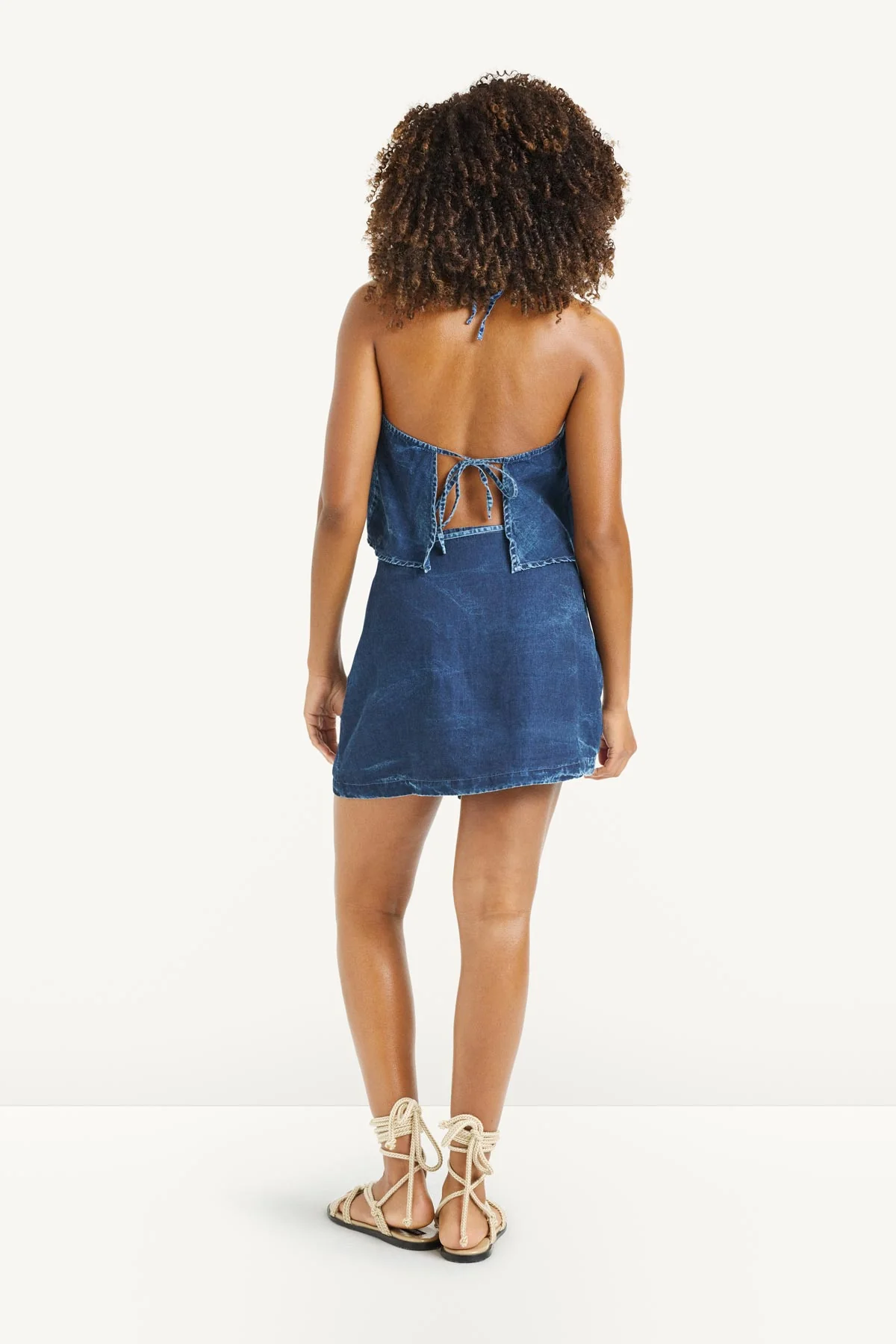 Hana Halter Top - Daydream Denim Cotton Linen - Image 4