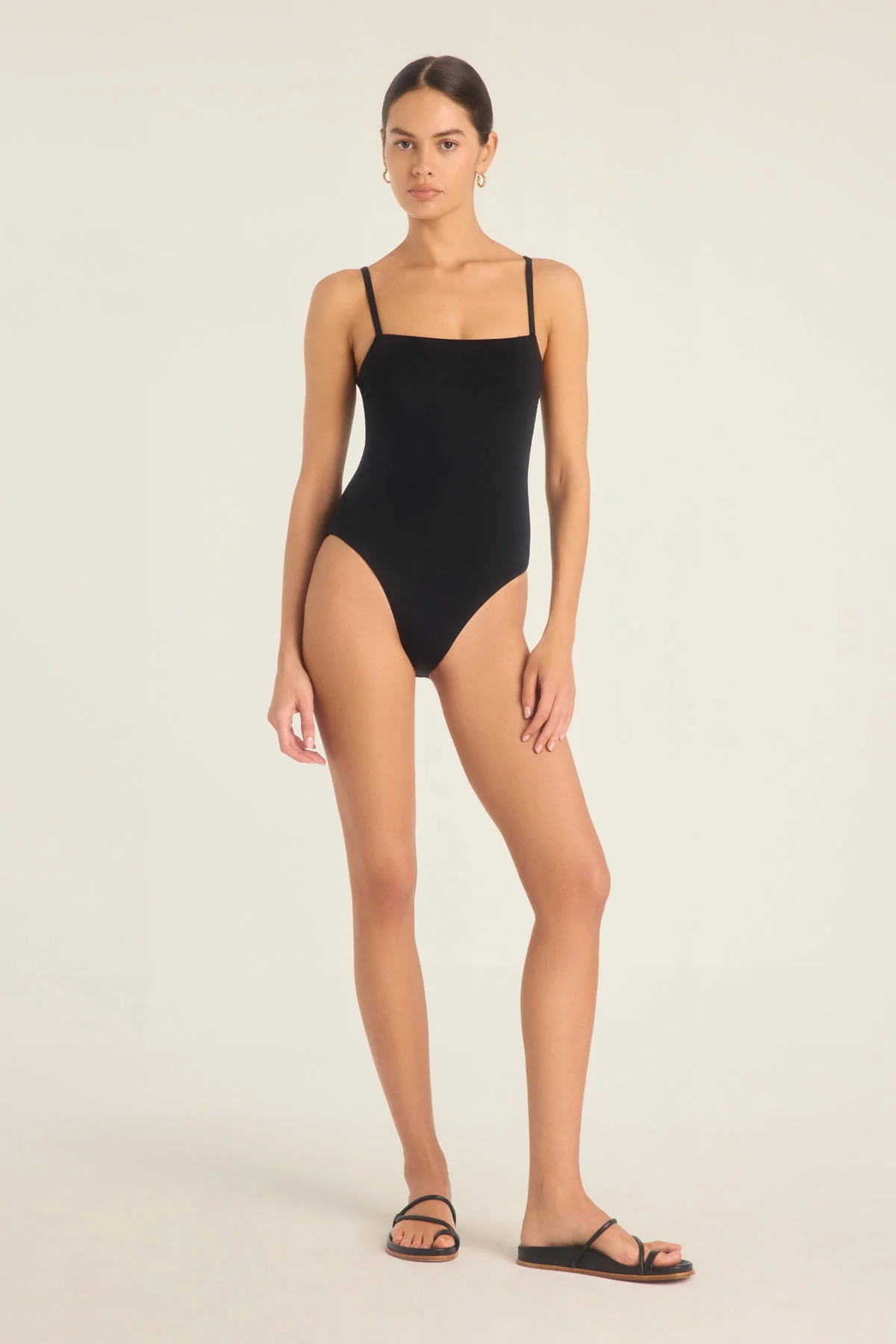 Jenna High Leg One Piece Full Cut - Black EcoLux - Image 3