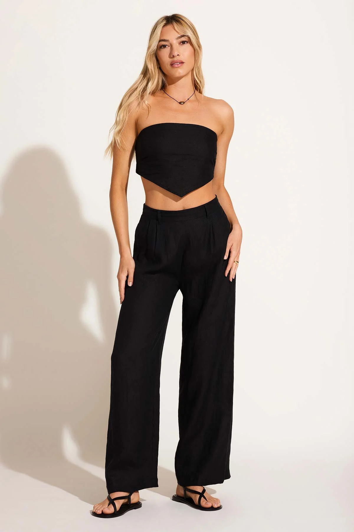 Joni Scarf Top - Black EcoLinen - Image 4