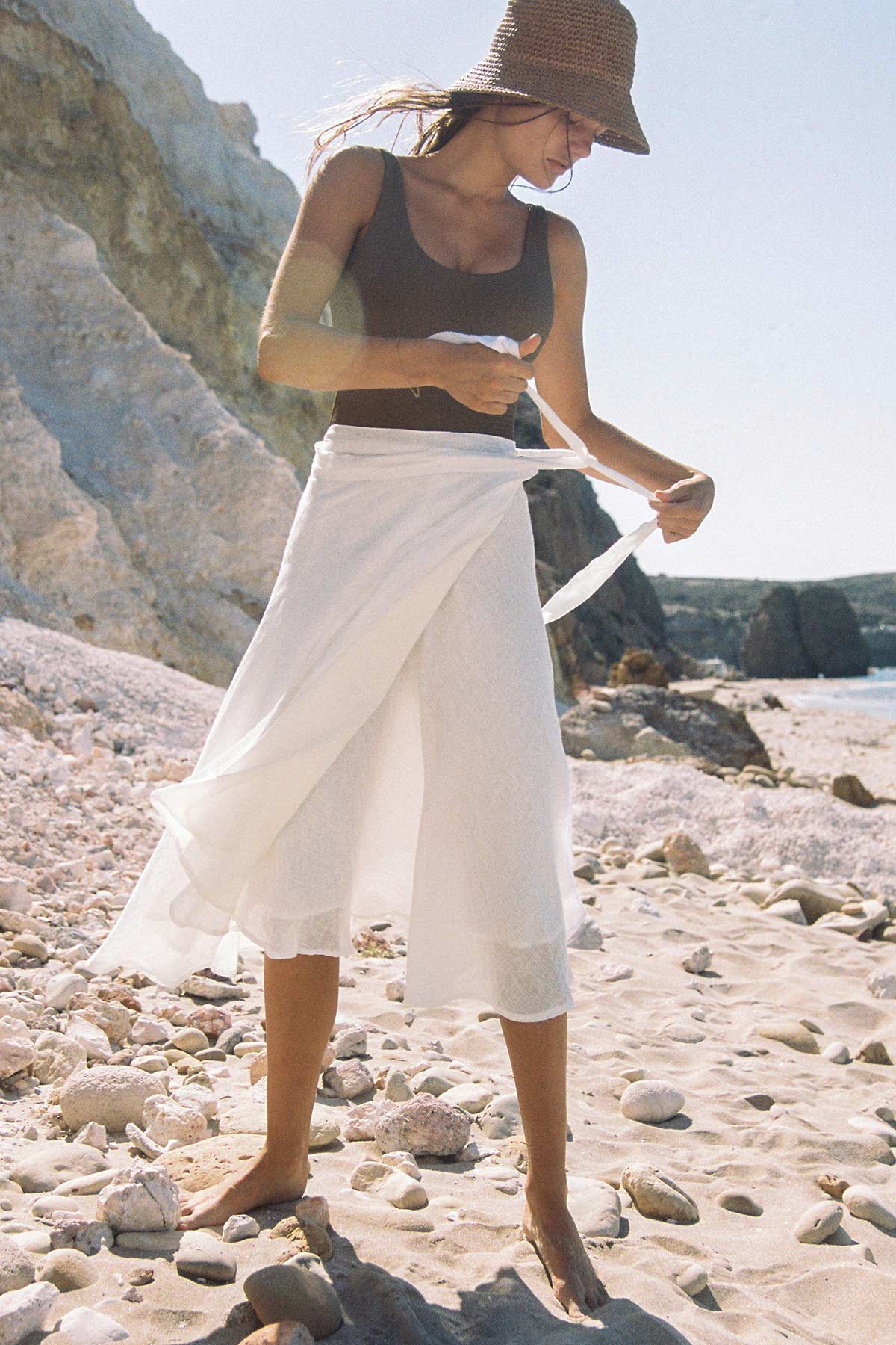 Lana Linen Wrap Skirt - White EcoLinen - Image 2