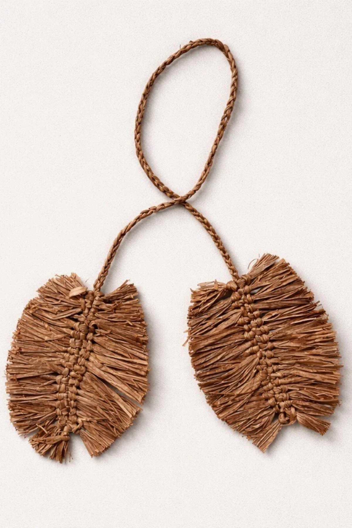 Leaflet Bag Charm - Caramel Raffia