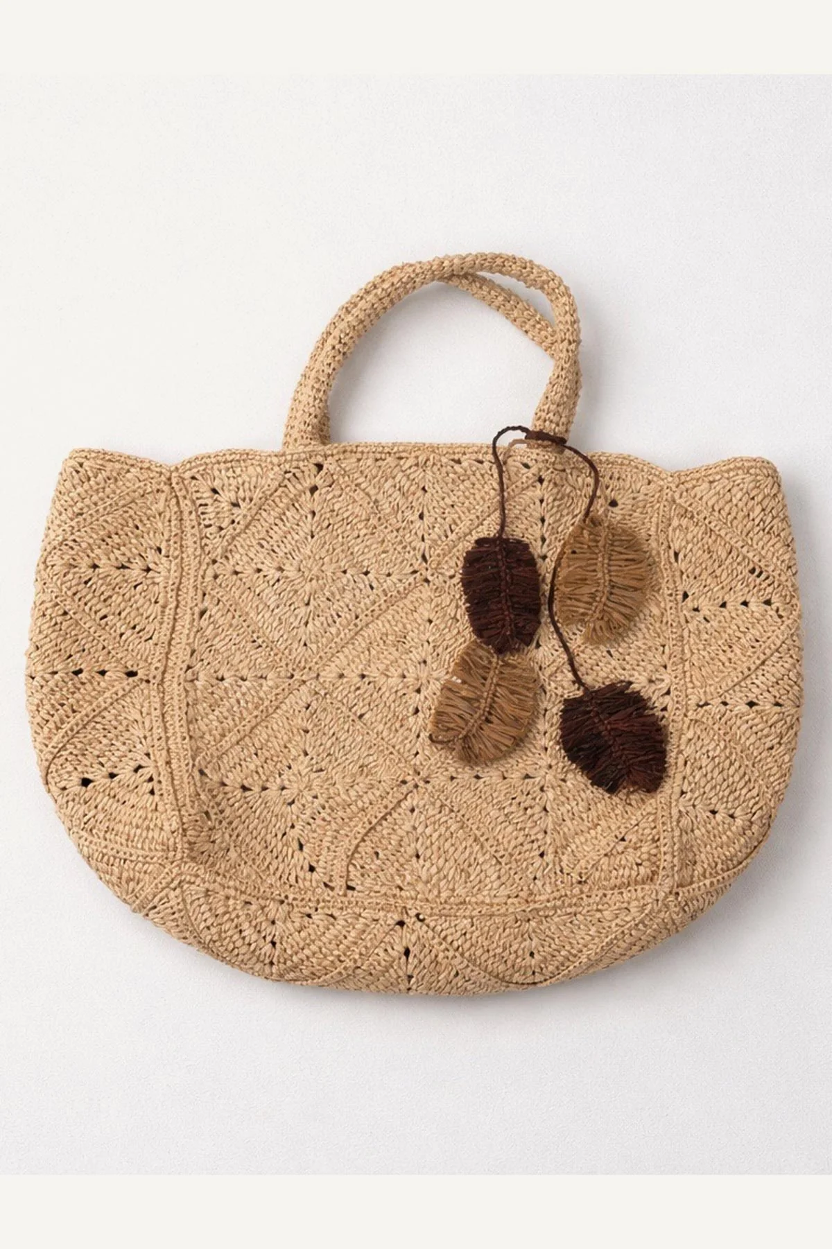 Leaflet Bag Charm - Chocolate Brown Raffia - Image 2