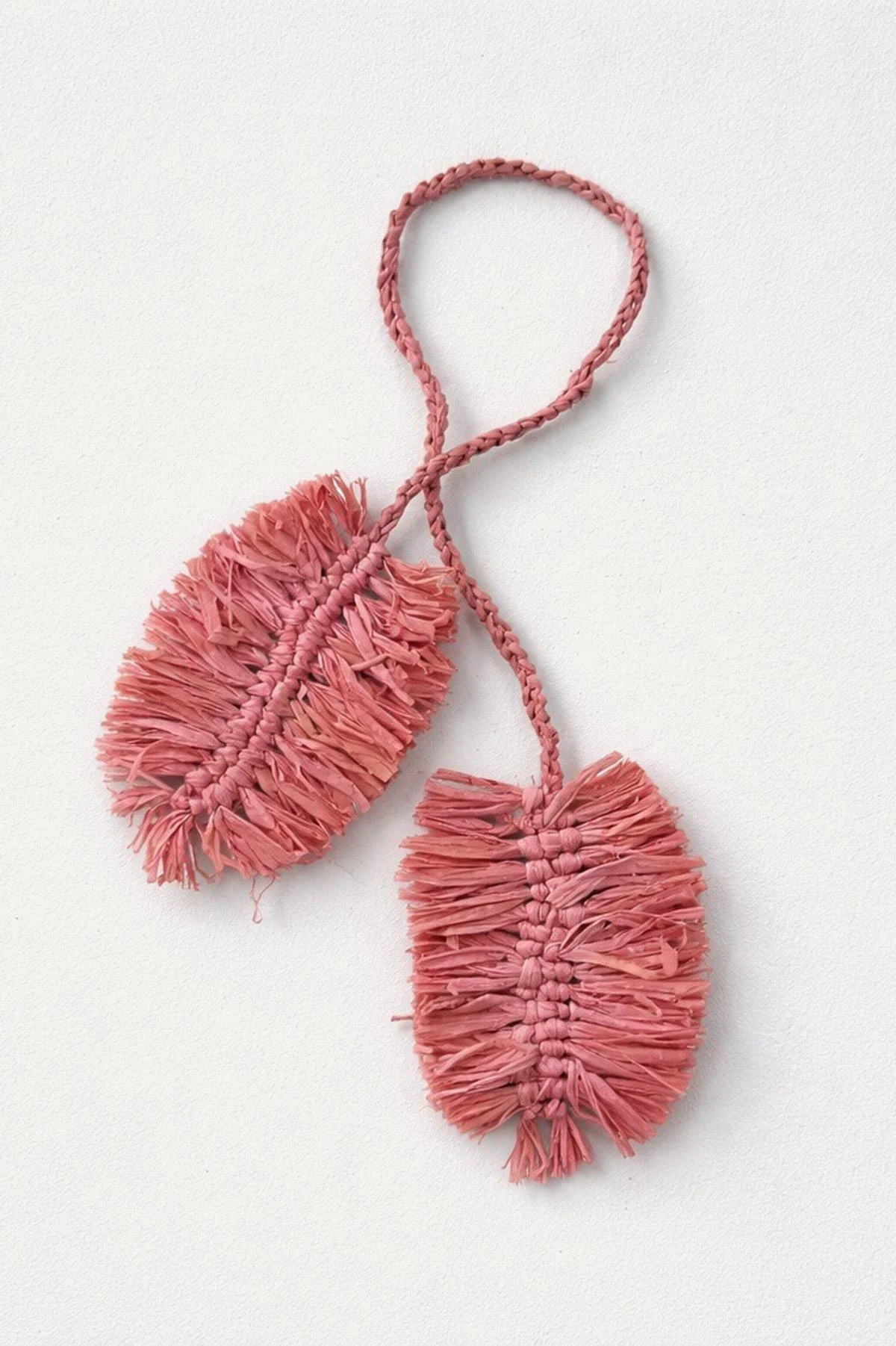 Leaflet Bag Charm - Light Pink Raffia