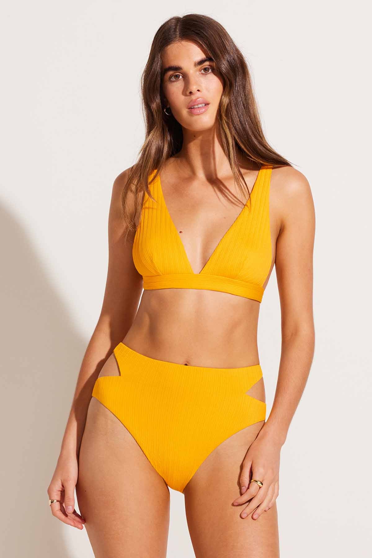 Lyra Bralette Top - Sunflower Pucker Rib - Image 4