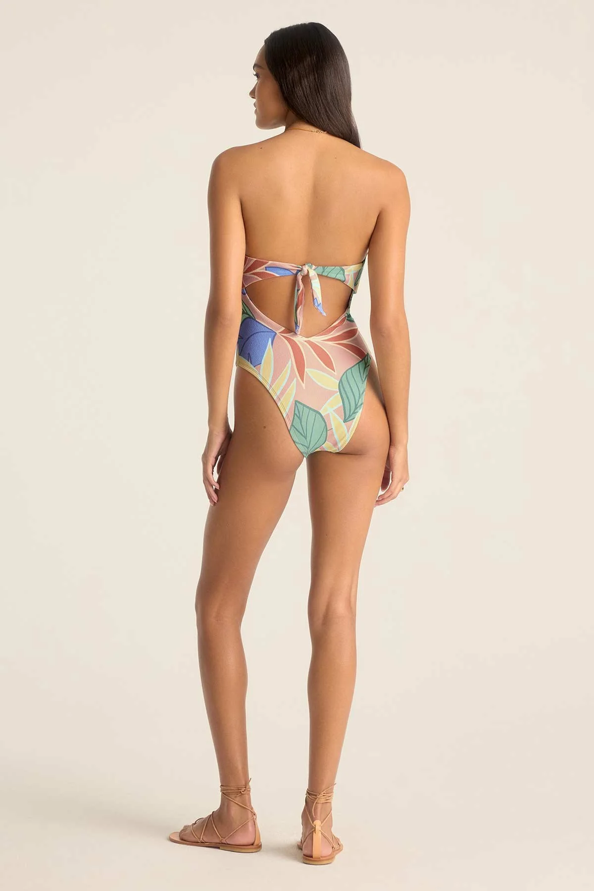 Mabel Underwire Bandeau One Piece - Retro Jungle Crepe Texture - Image 6