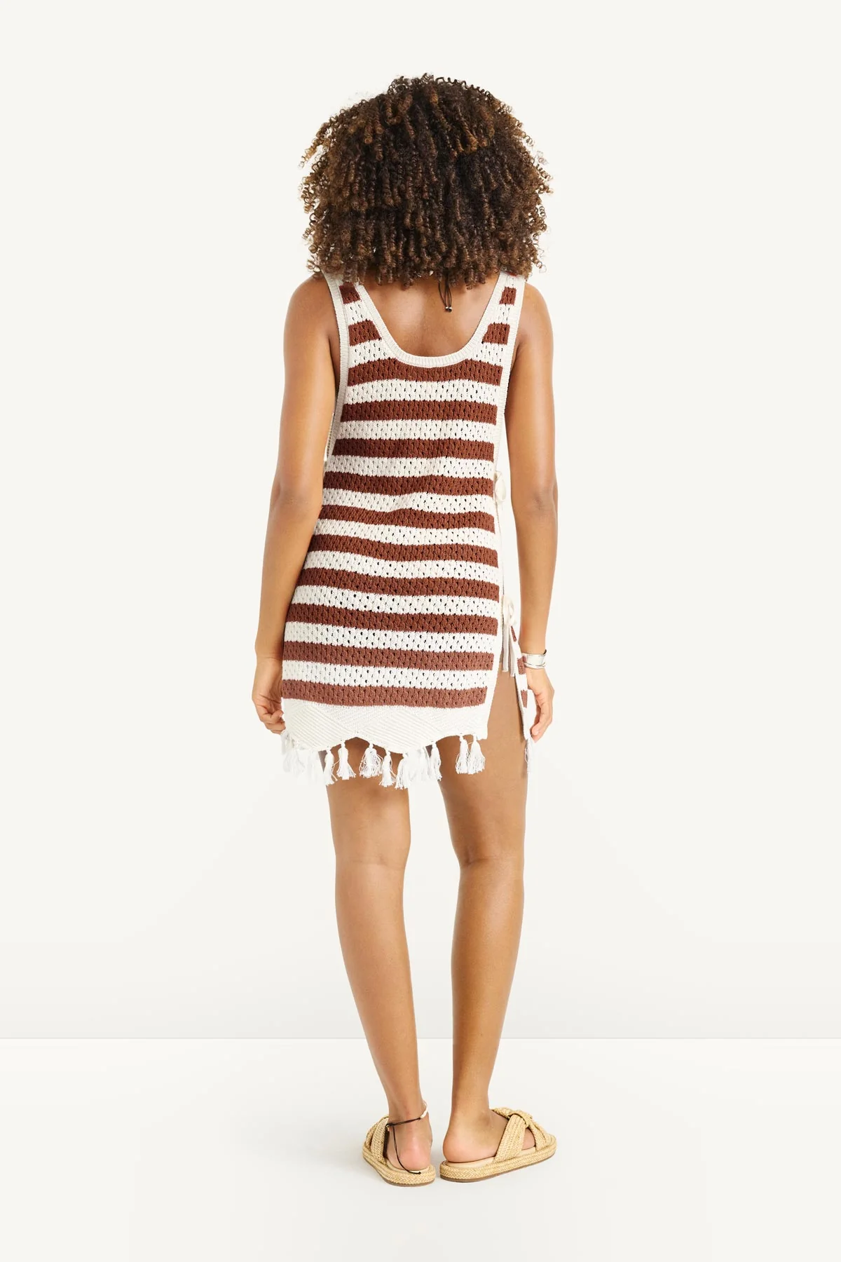 Marea Crochet Mini Tunic - Red Ochre Stripe Crochet - Image 5