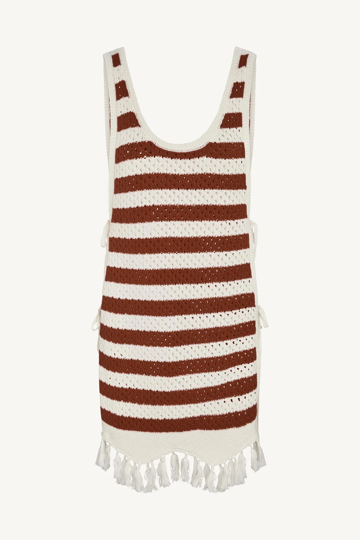 Marea Crochet Mini Tunic - Red Ochre Stripe Crochet - Image 6
