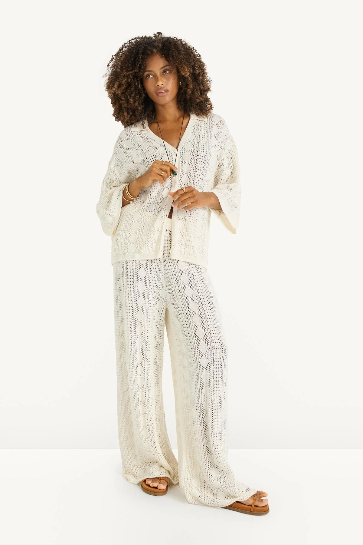 Marea Crochet Pant - Natural Marea Cotton Crochet - Image 2