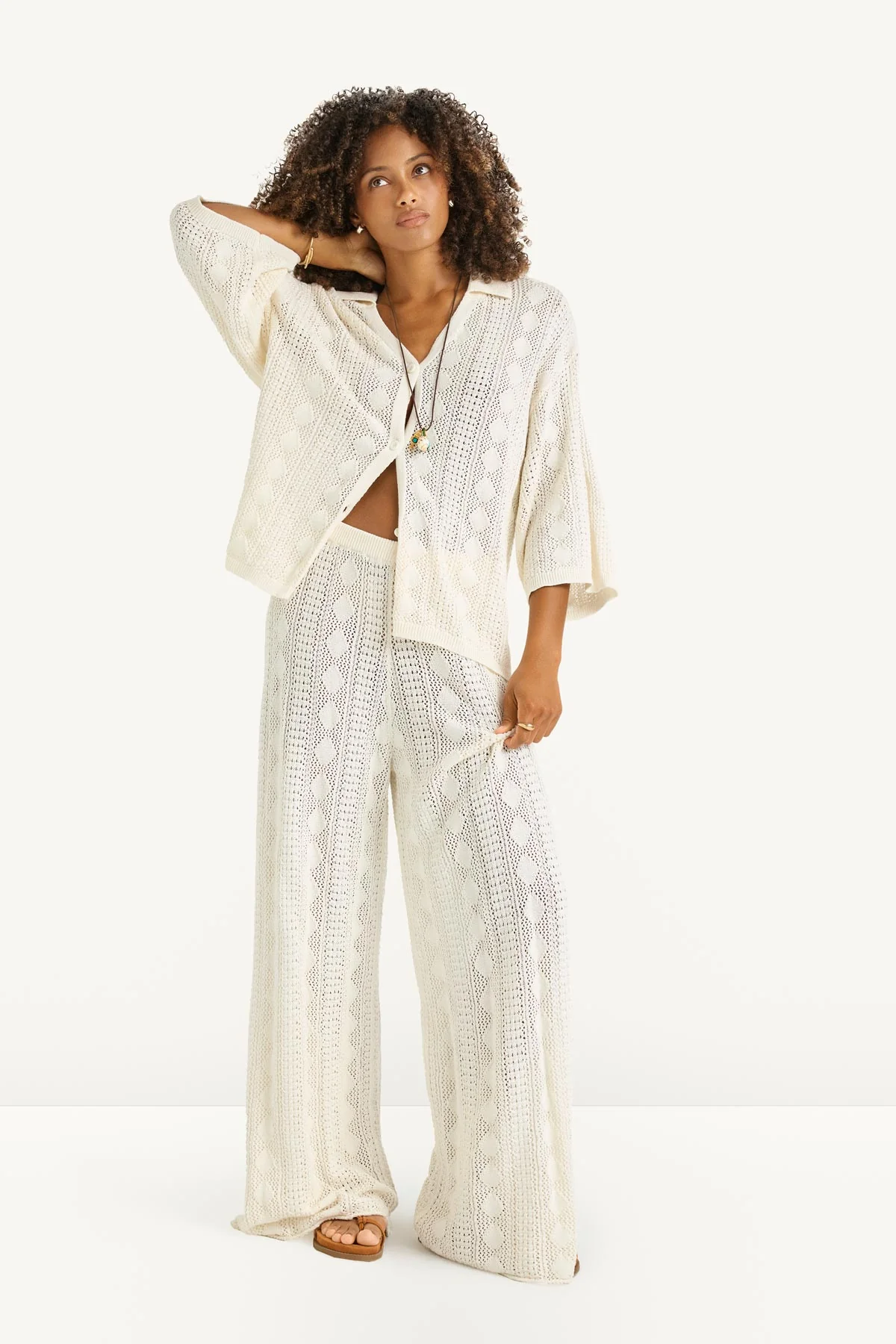 Marea Crochet Pant - Natural Marea Cotton Crochet - Image 3