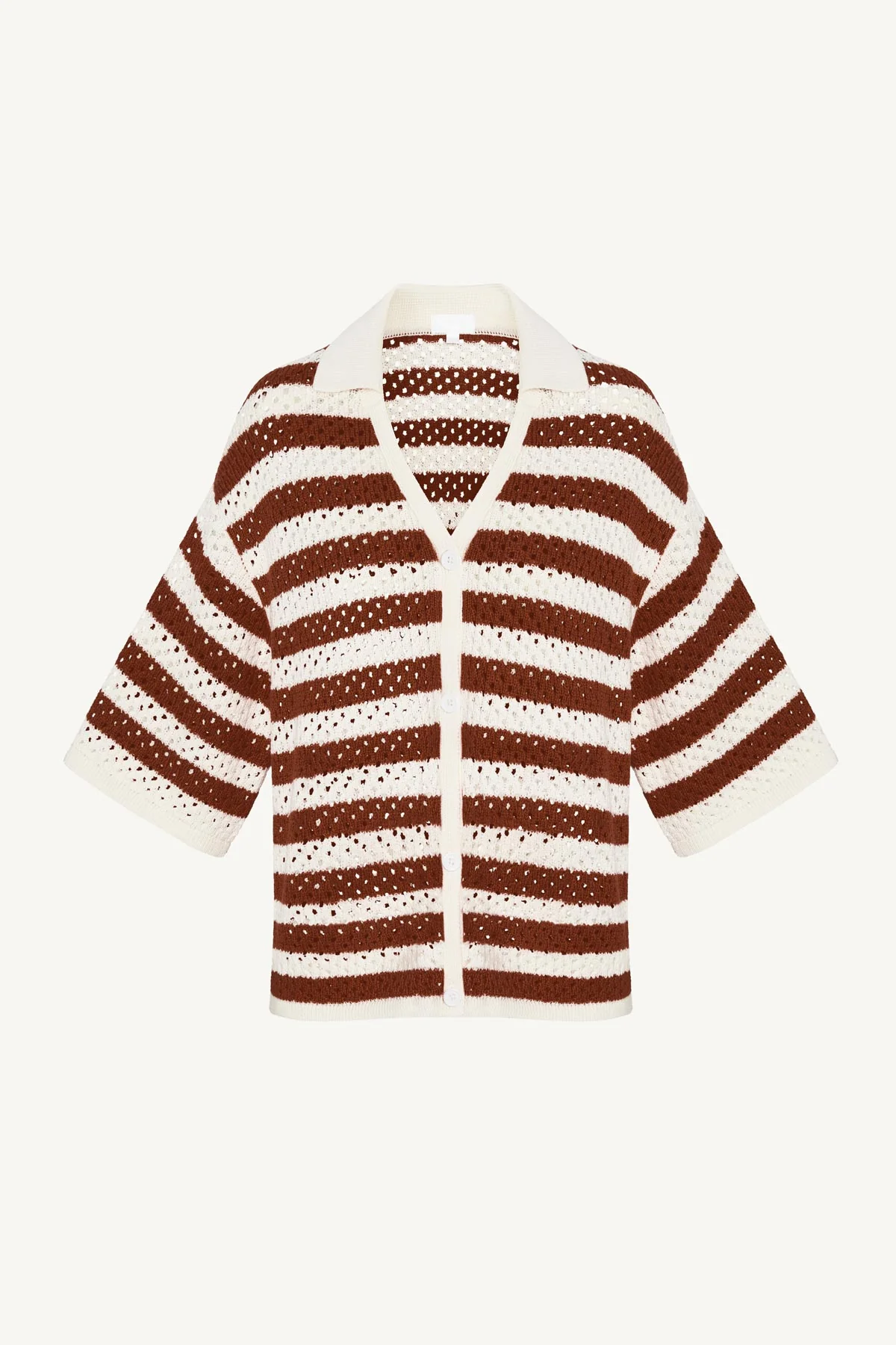 Marea Crochet Resort Shirt - Red Ochre Stripe Crochet - Image 7