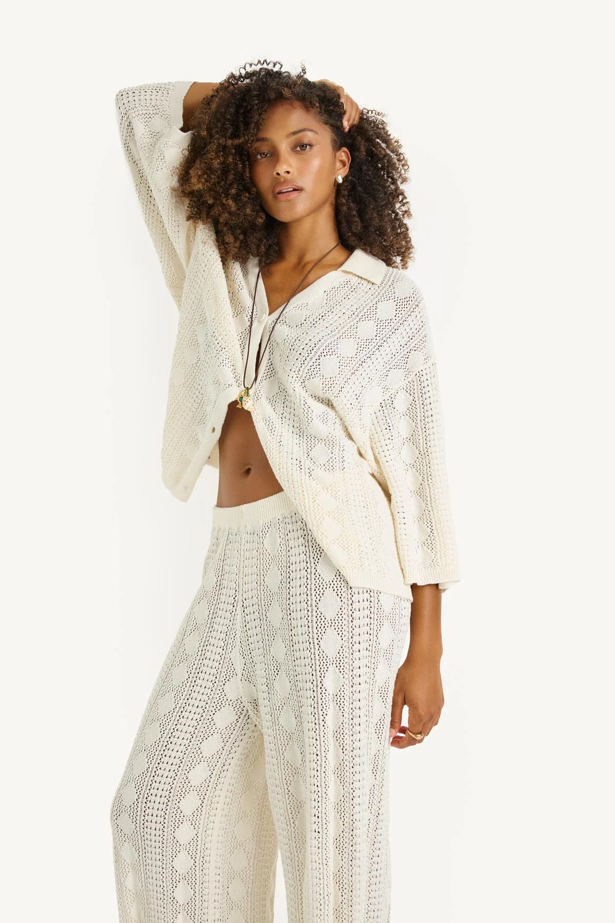 Marea Resort Shirt - Natural Marea Cotton Crochet - Image 2
