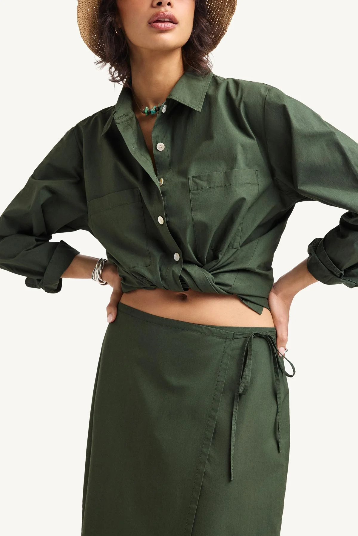 Nadia Shirt - Forest Cotton Poplin - Image 2