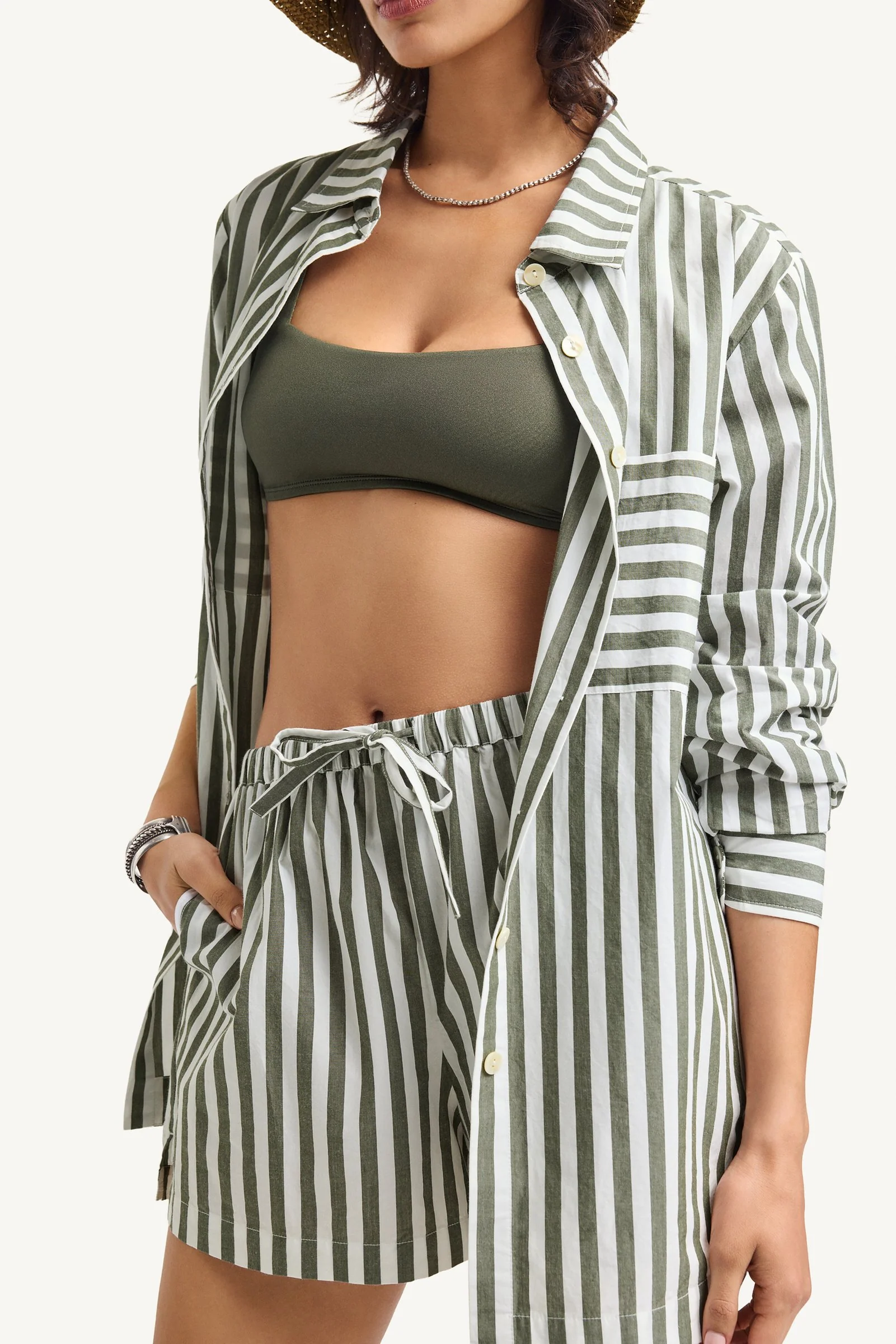 Nadia Shirt - Olive Cotton Poplin