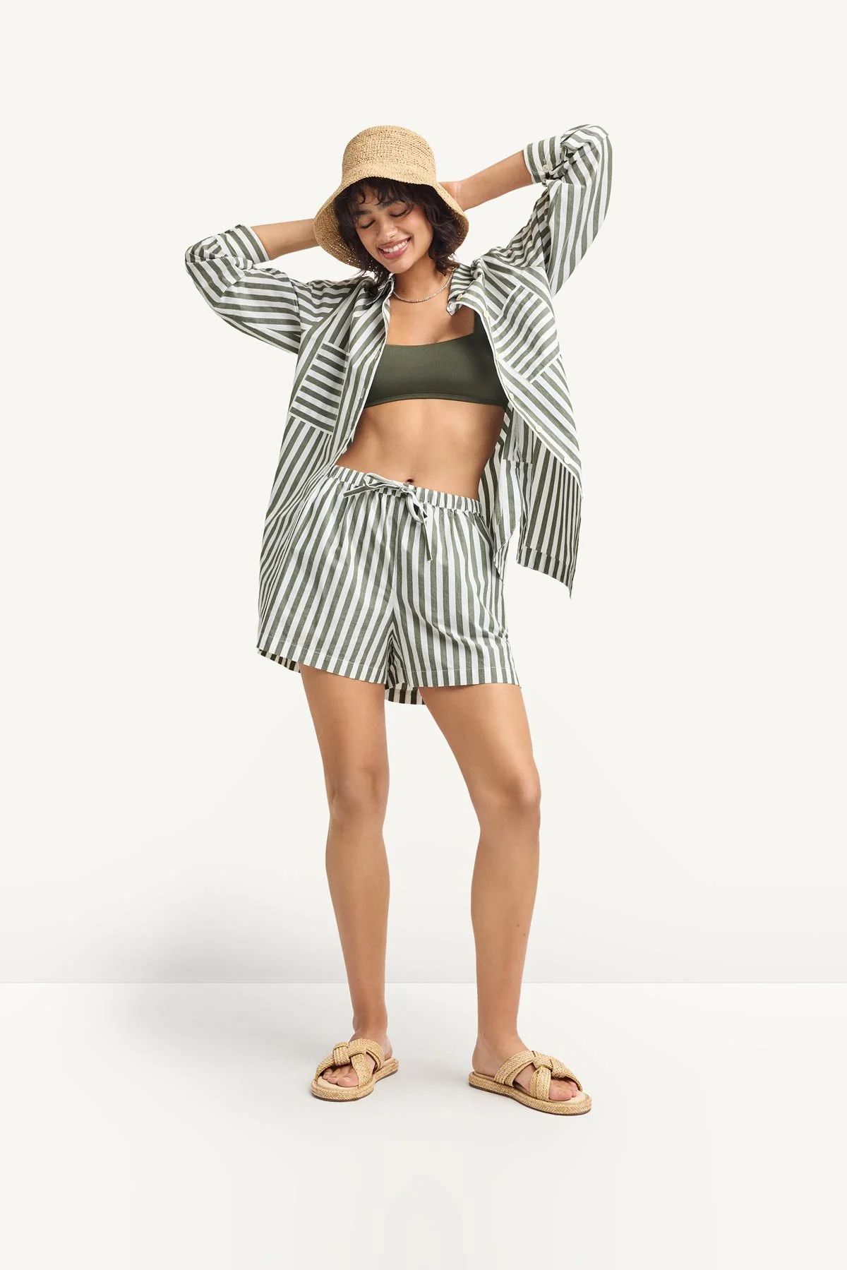 Nadia Shirt - Olive Cotton Poplin - Image 2