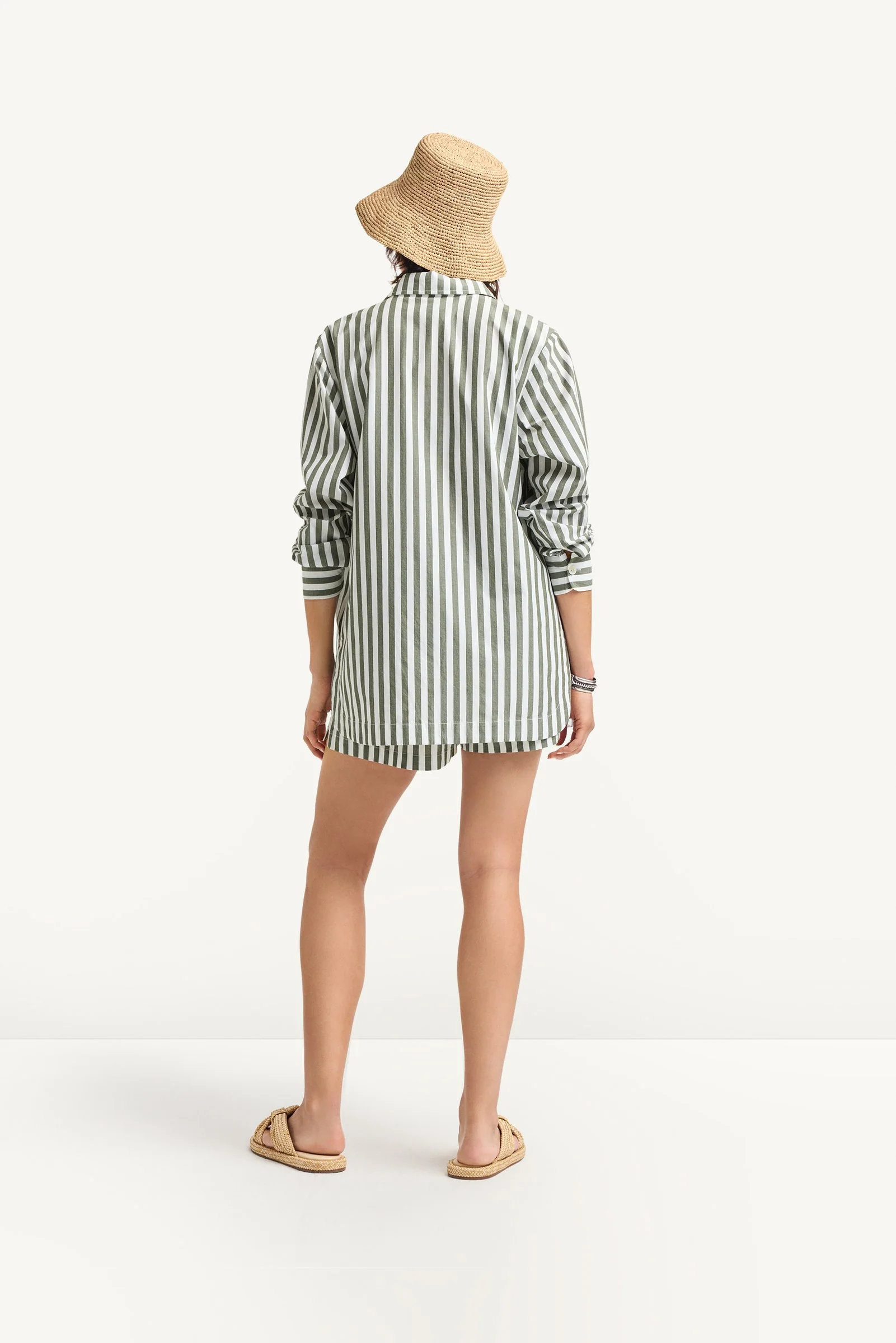 Nadia Shirt - Olive Cotton Poplin - Image 4