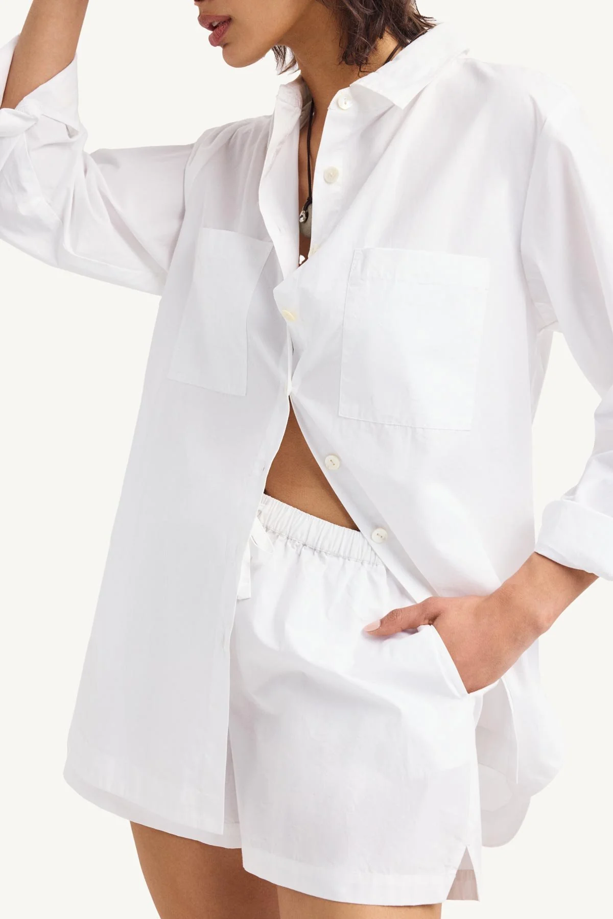 Nadia Shirt - White Cotton Poplin - Image 3