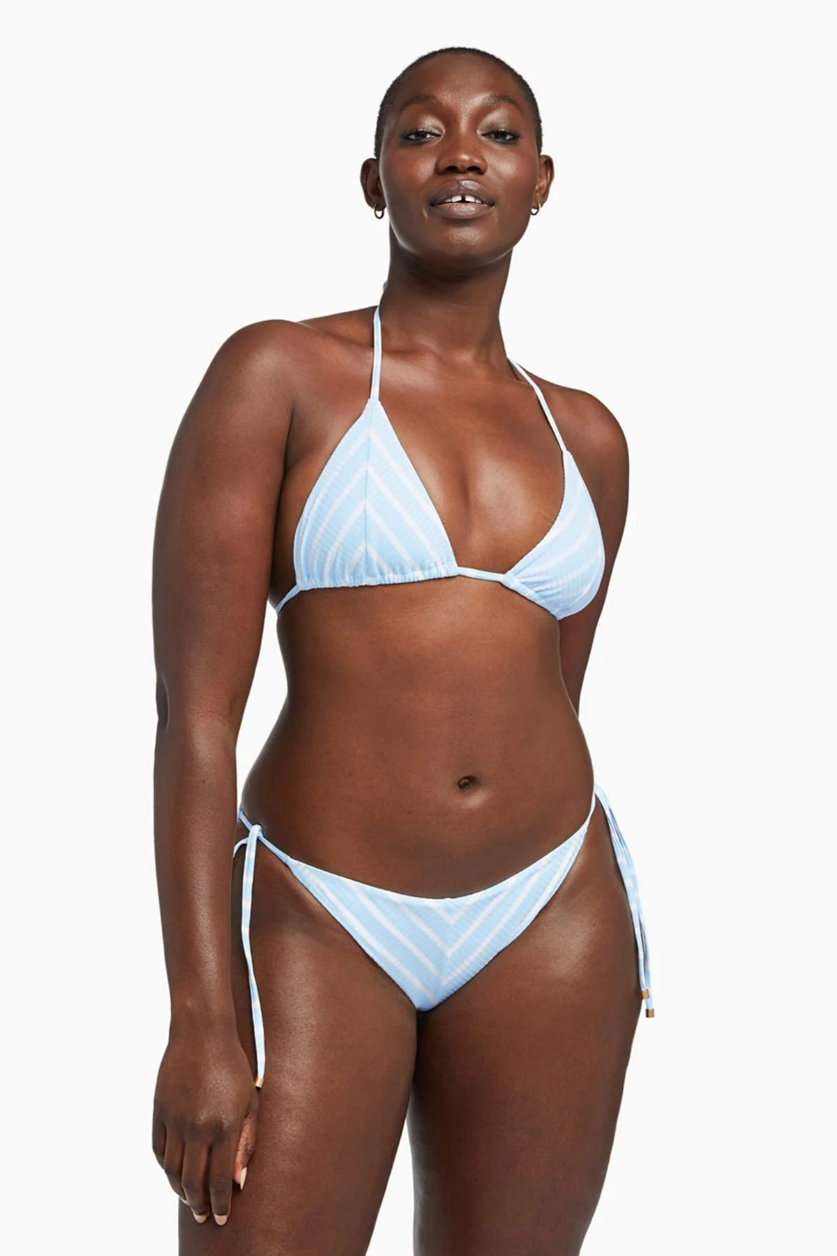 Natalie Miter Stripe Tie Side Bottom - Sky EcoRib