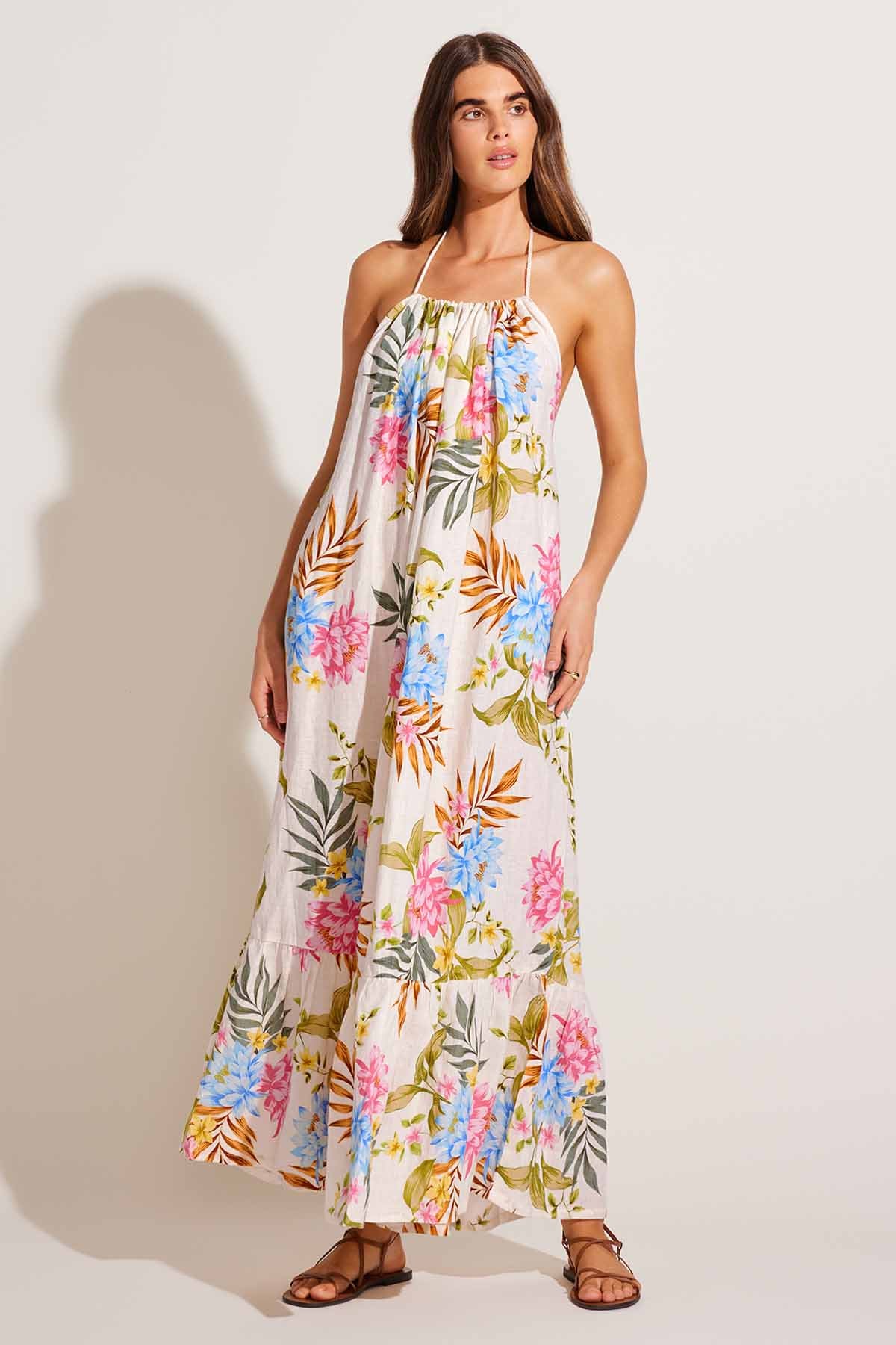 Petra Maxi Dress - Summer Bloom EcoLinen - Image 2