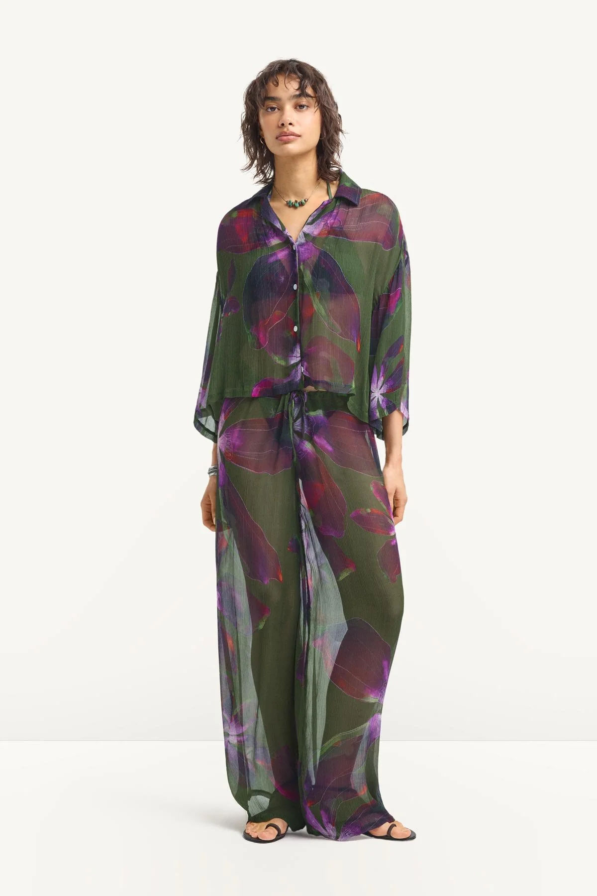 Petra Pant - Watercolor Orchid Cupro Chiffon - Image 3