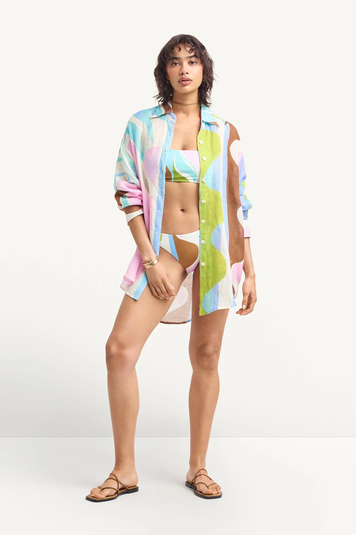 Playa Linen Boyfriend Shirt - Coast Colorblock Ecolinen - Image 2