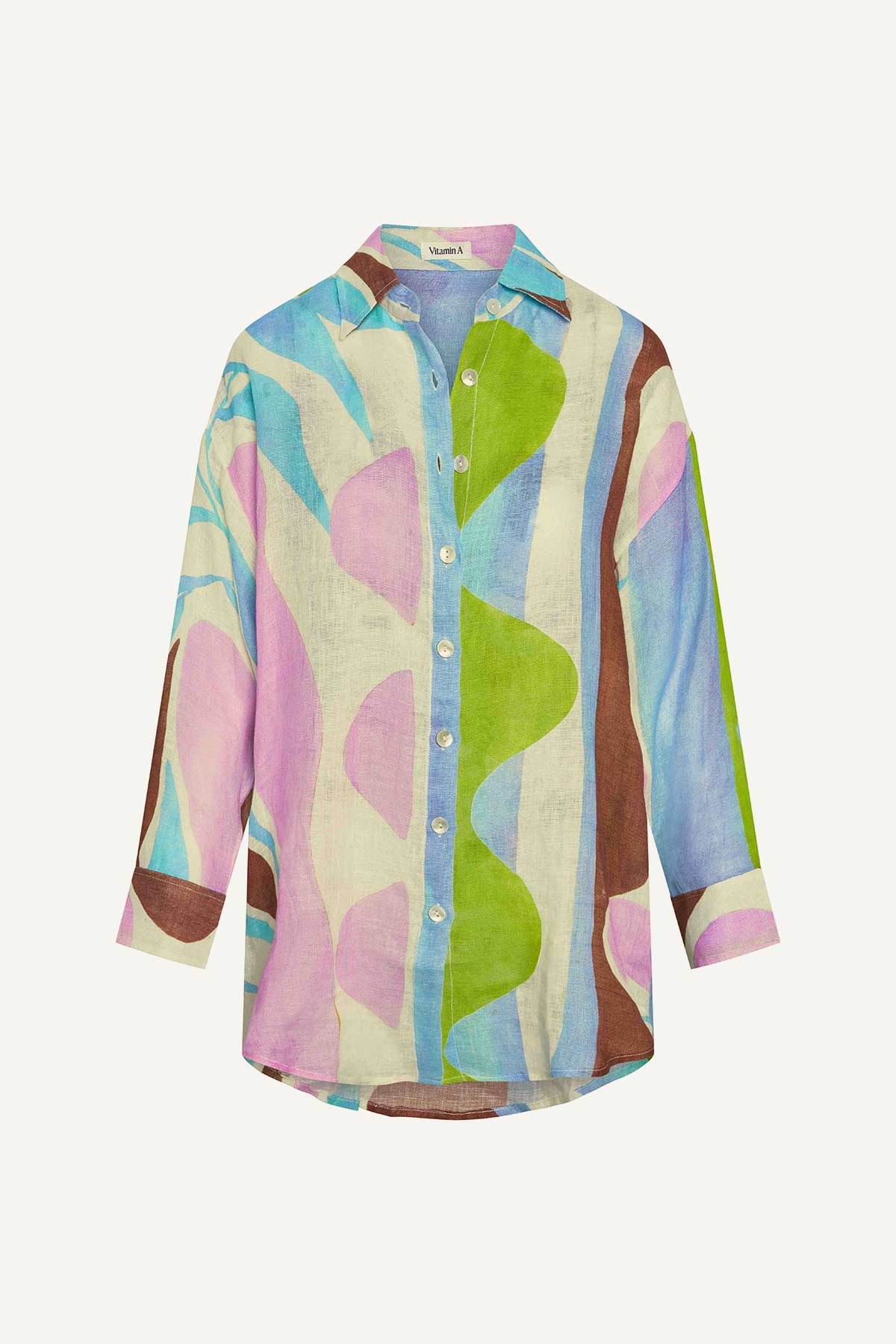 Playa Linen Boyfriend Shirt - Coast Colorblock Ecolinen - Image 7