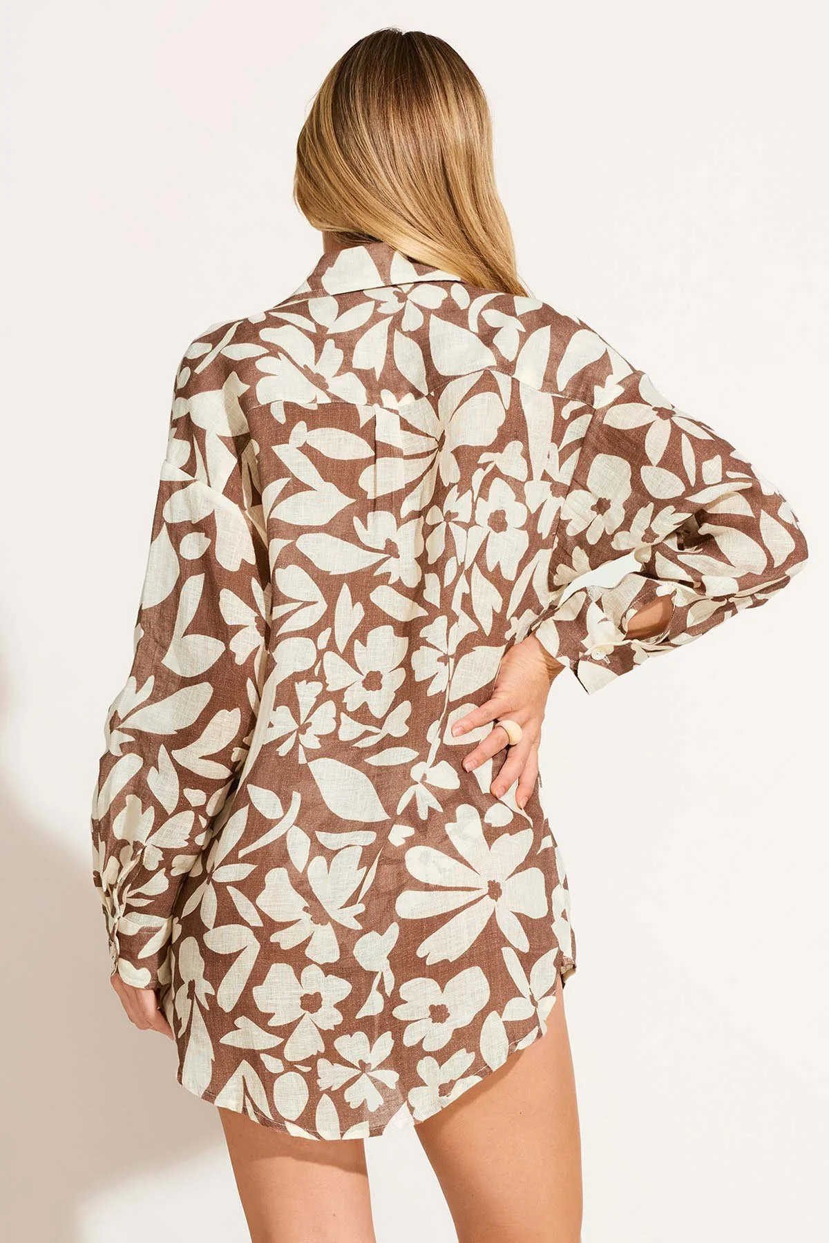 Playa Linen Boyfriend Shirt - Desert Flower EcoLinen - Image 6