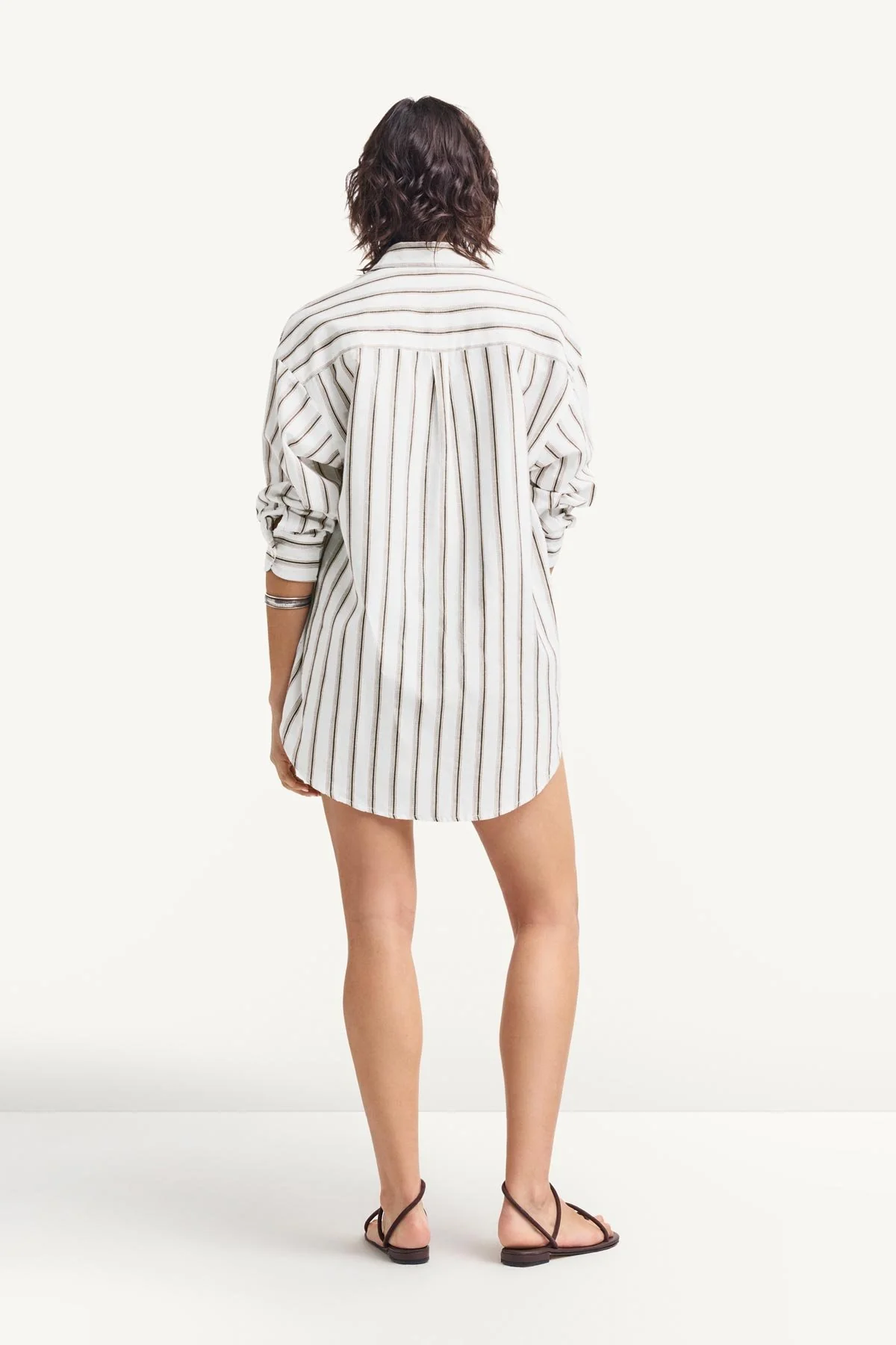 Playa Linen Boyfriend Shirt - Earth Stripe - Image 3