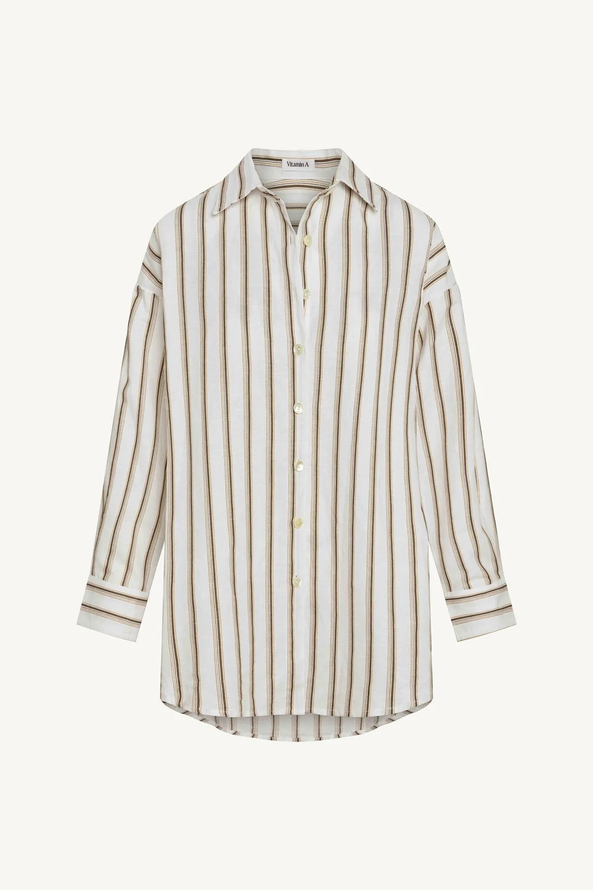 Playa Linen Boyfriend Shirt - Earth Stripe - Image 4