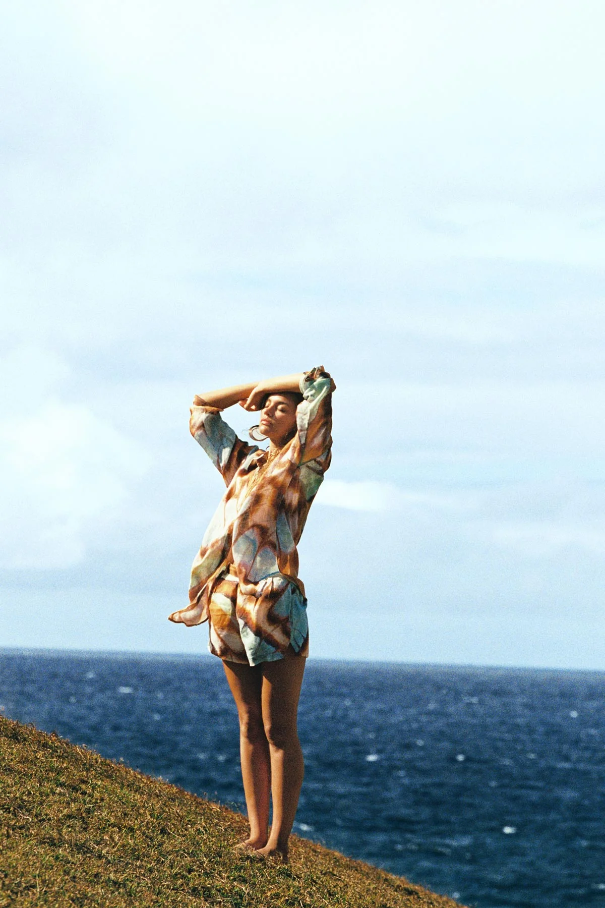 Playa Linen Boyfriend Shirt - Malachite Butterfly EcoLinen - Image 6