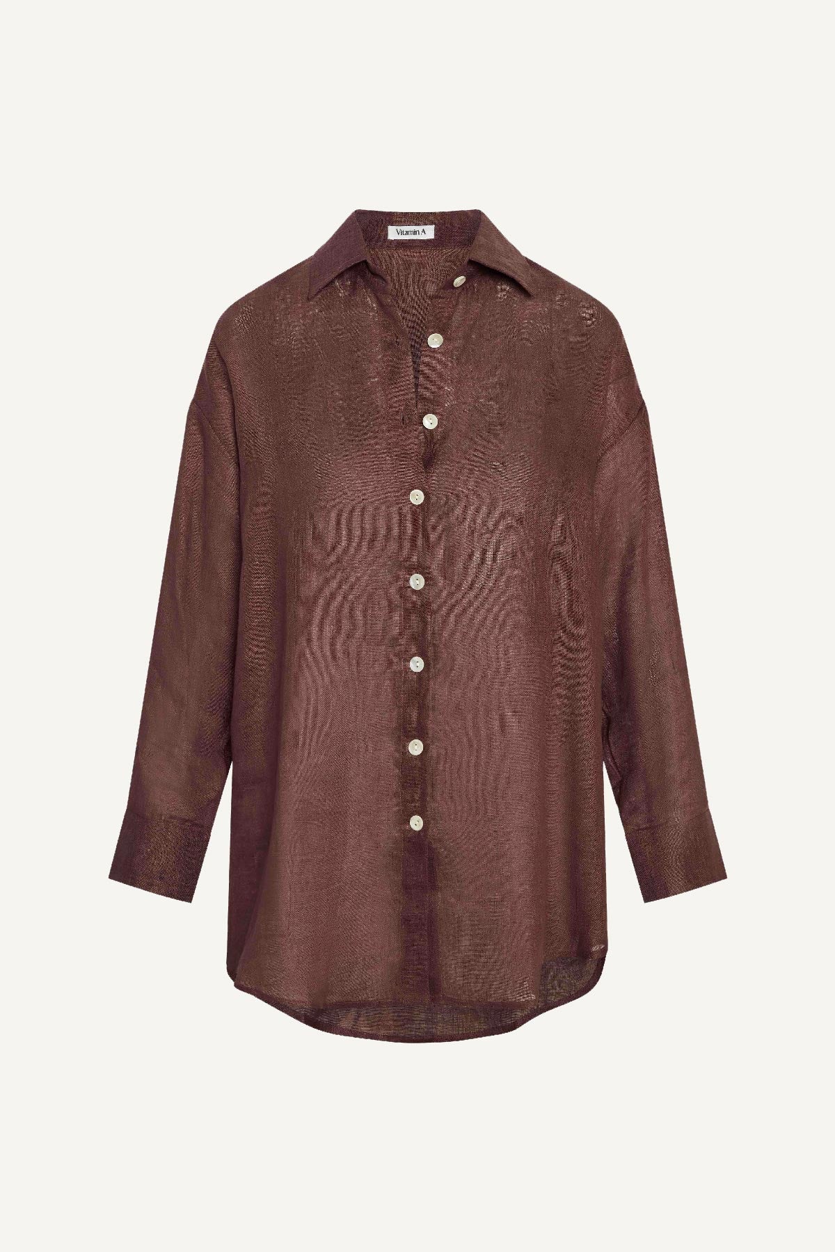 Playa Linen Boyfriend Shirt - Mocha EcoLinen - Image 6