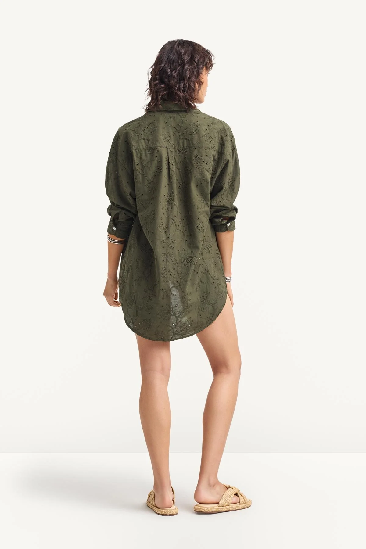 Playa Boyfriend Shirt - Olive Tropical Eyelet - Image 6