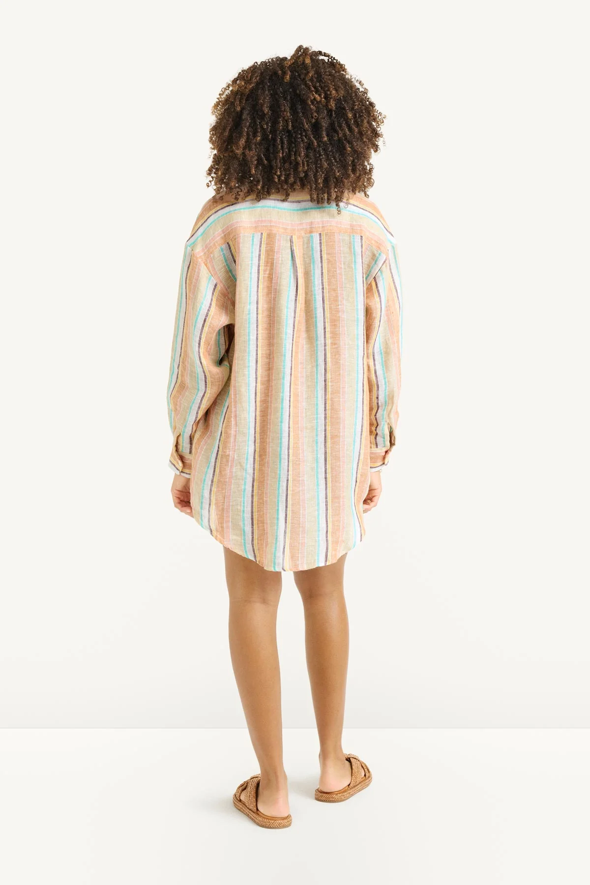 Playa Linen Boyfriend Shirt - Sand Dunes Stripe EcoLinen - Image 3